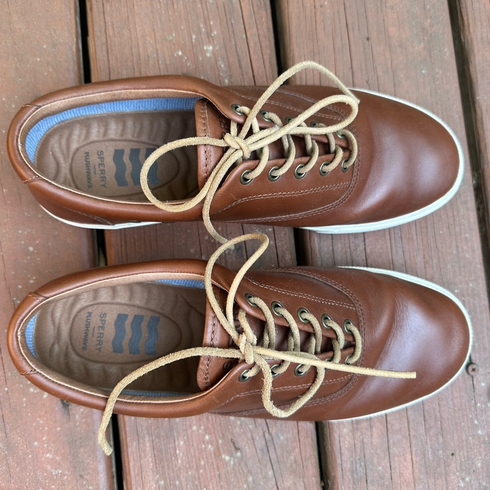 Sperry Men's Striper Plushwave CVO Sneaker, Dark Tan, Men’s, Size 9.5